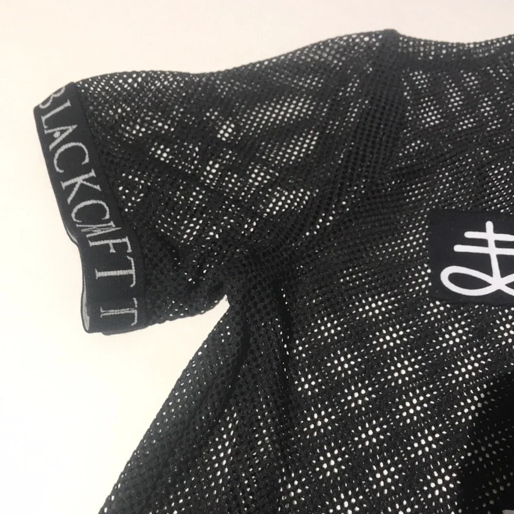 BlackCraft mesh fishnet symbols top shirt womens black witchcore goth punk - Picture 6 of 7